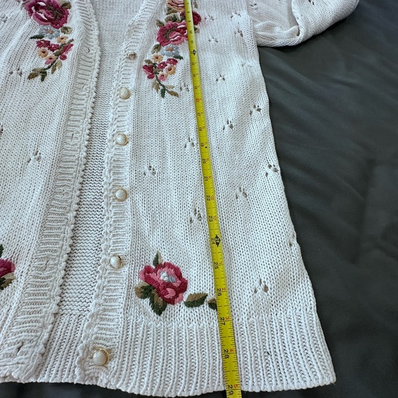 Capacity Petites Cottage Core FloralSweater M Vintage Red Pink Rose Cardigan - Picture 9 of 16